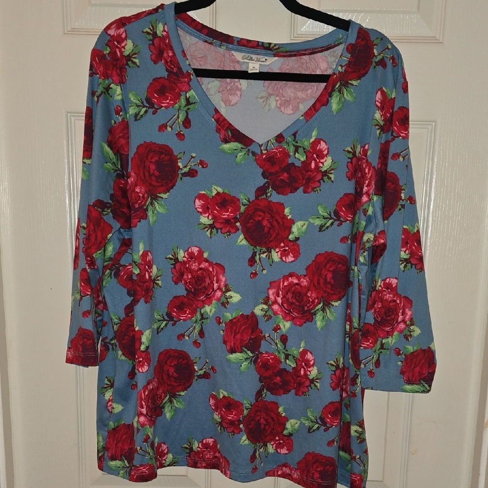 The Pioneer Woman Red Floral‎ Long Sleeve Top